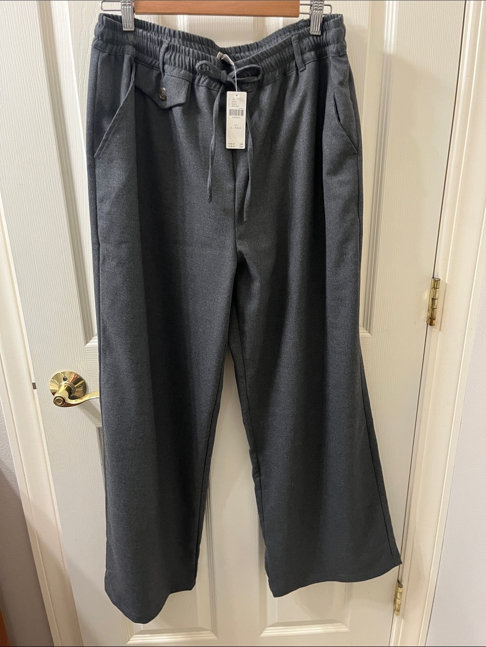 Anthropologie Maeve Women's Charcoal Wide-Leg Drawstring Pants